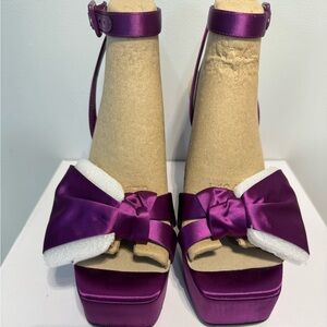 Nine West Purple Satin Platform Heels